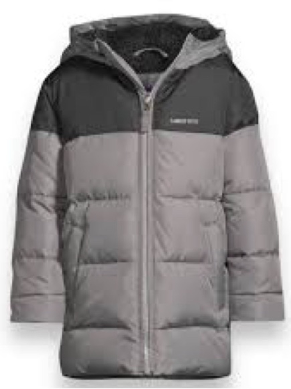 Lands’ End Grey Hooded Puffer Winter Coat